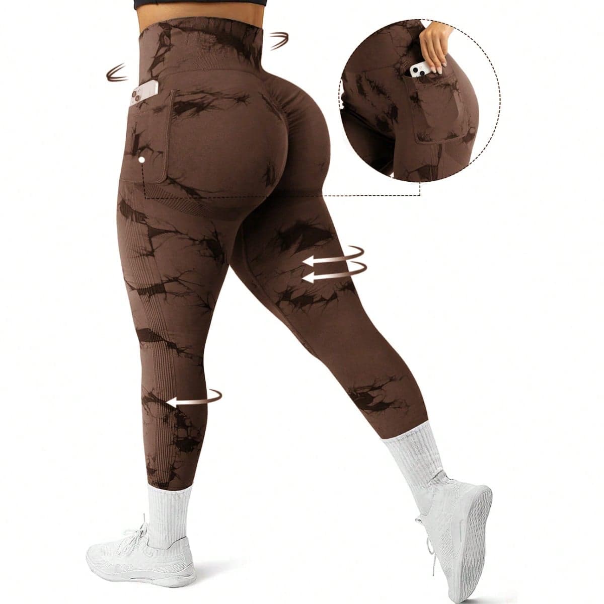 Leggings de sport sans couture grande taille Ã motif tie-dye. Paiement par versements.