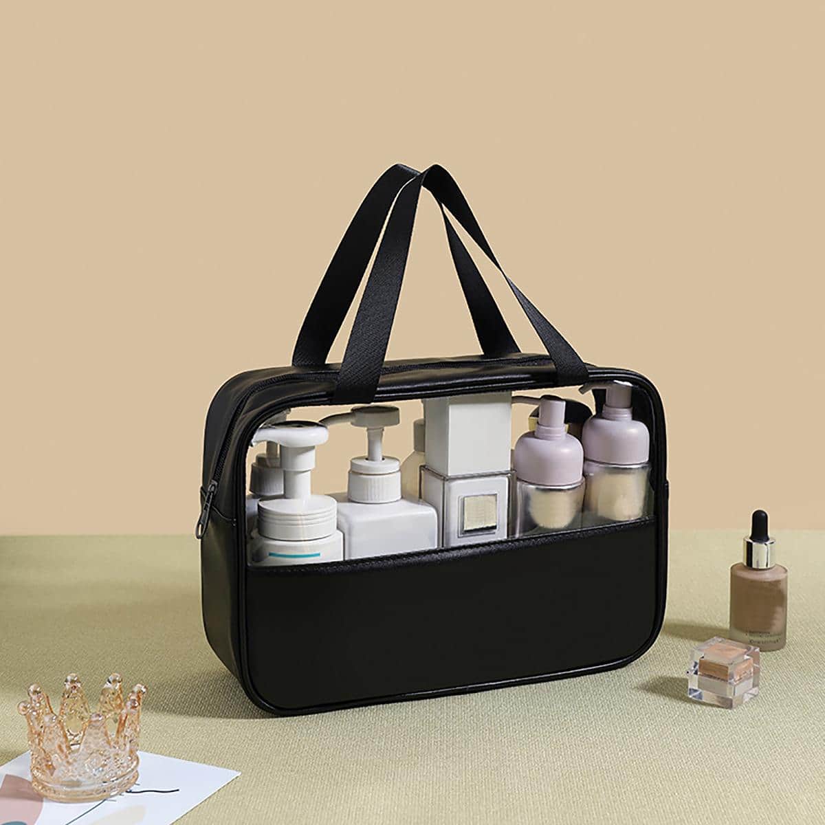 1 PiÃ¨ce Trousse De Maquillage Pour Femmes Ã‰tanche Organisateur De Rangement De Produits De Toilette De Voyage Sac Ã€ Main En Pu Pour Sac De Lavage