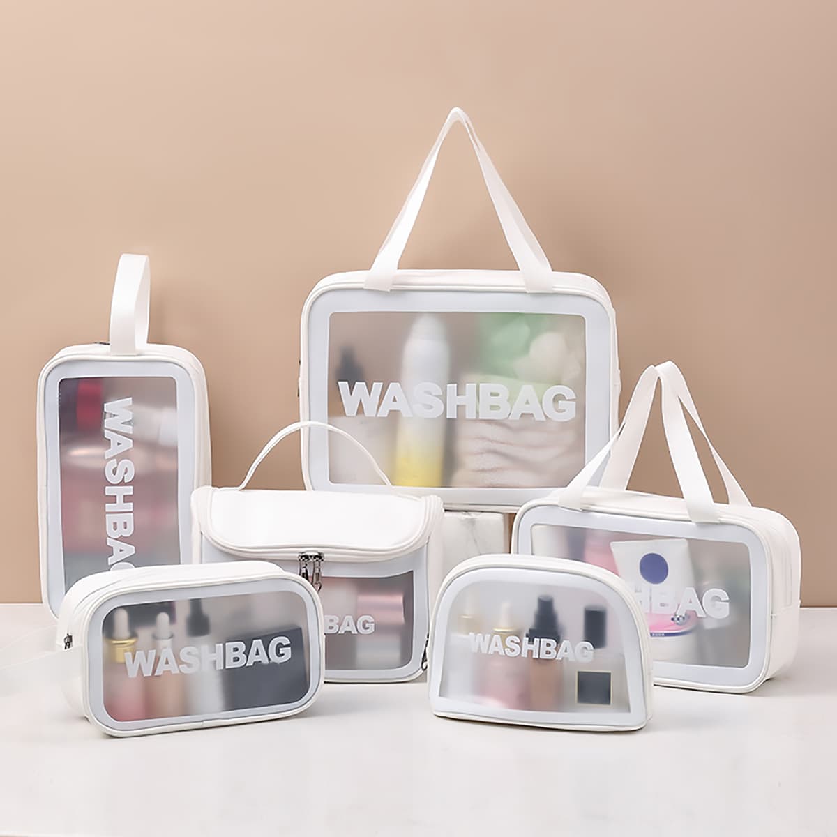 1 Sac De Maquillage Transparent Pc, Grande CapacitÃ©, Sac De Lavage Ã‰tanche En Pu, Pouvant ÃŠtre UtilisÃ© Pour Ranger Des Produits De BeautÃ© Et De