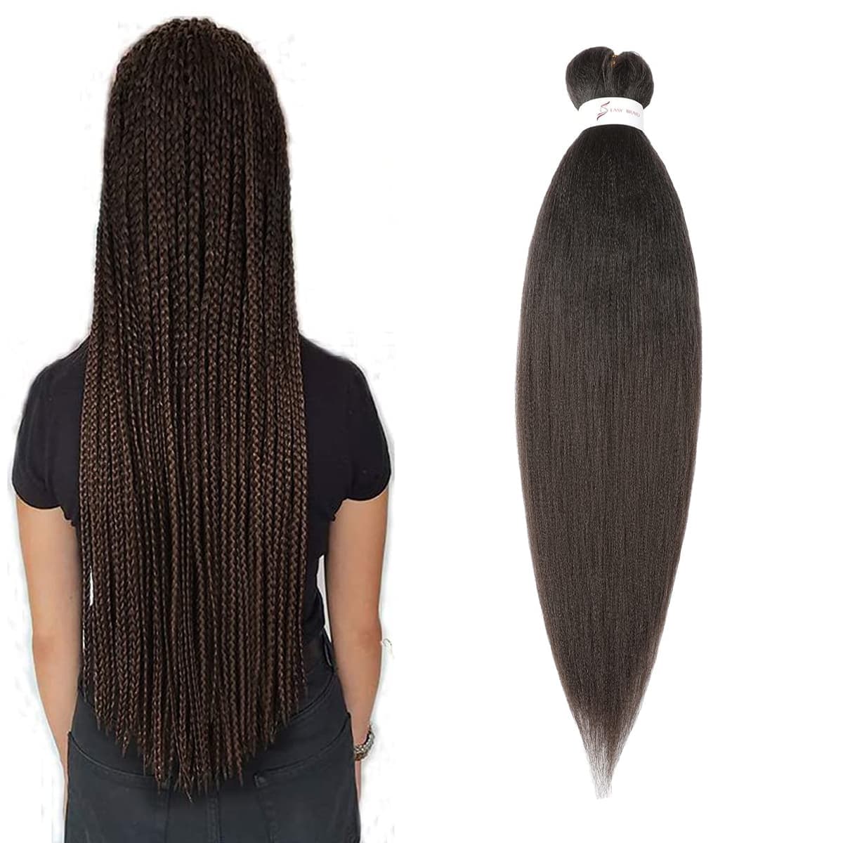 Facile TressÃ© Ã‰tirÃ© Tressage Cheveux 26 pouces 1 piÃ¨ce Brun Cheveux Produits Pour Cheveux naturels Kanekalon tressage cheveux prÃ©-Ã©tirÃ©s