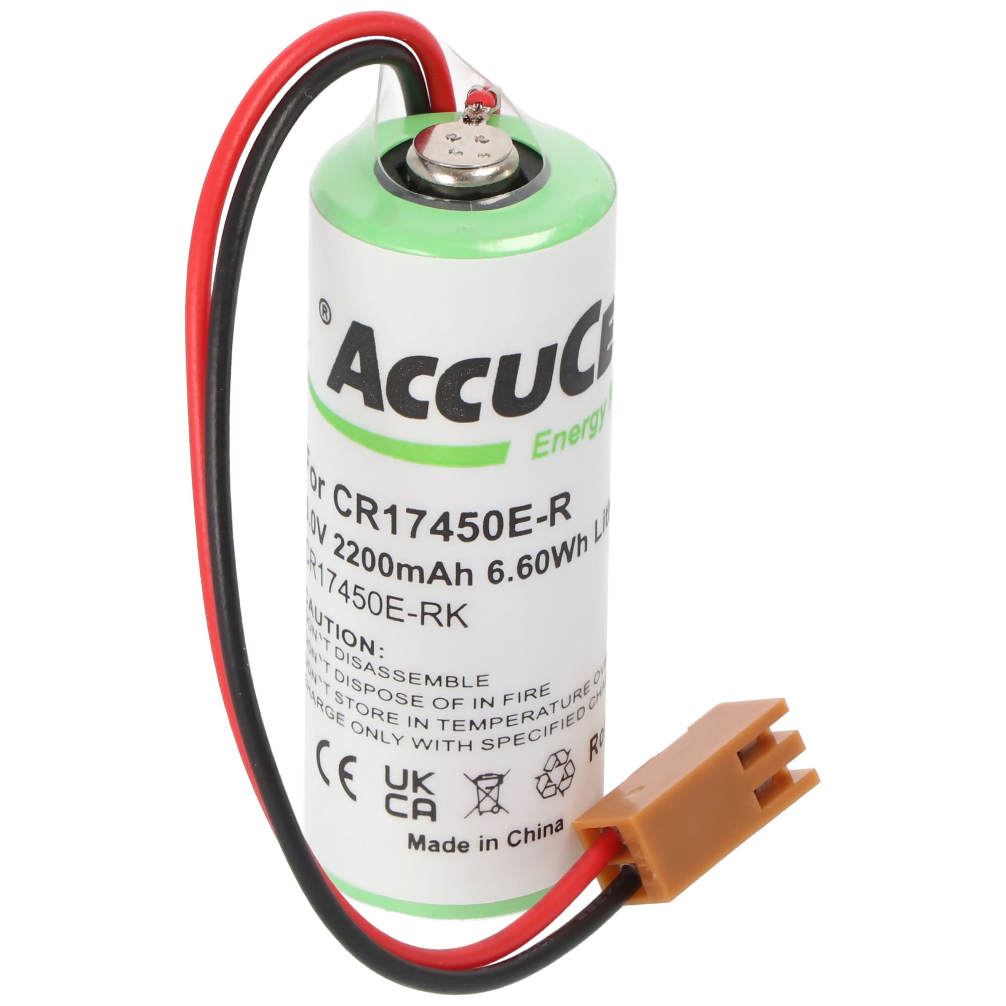 Pile Lithium CR17450E-R Taille A, avec câble et prise, batterie Fanuc A98L-0031-0012 (fiche prise, comparer)