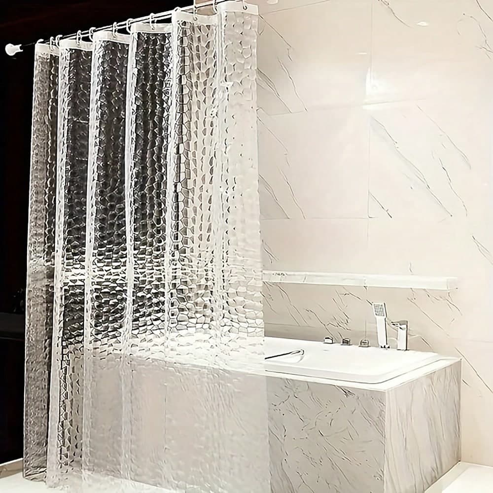 1 pièce Rideau de douche Cube d'eau en EVA à la mode, étanche, sans produits chimiques, doublure intérieure transparente, crochets non inclus